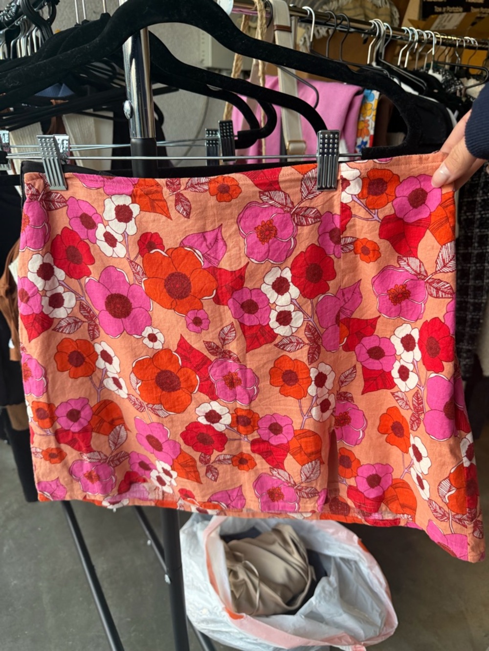 Urban Outfitters Floral Print Mini Skirt in Pink and Red